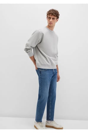 Bisiklet Yaka Gri Basic Sweatshirt 0S10276-81582