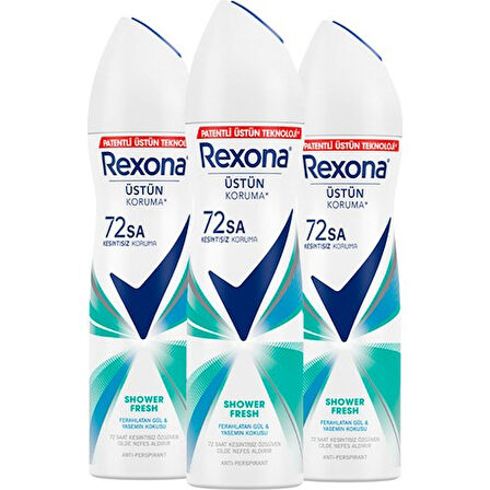 Rexona Kadın Sprey Deodorant Shower Fresh 72 Saat Kesintisiz Üstün Koruma 150 ml X3