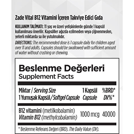 Vitamin B12 30 Yumuşak Kapsül