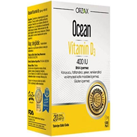 Orzax Vitamin D3 400 Iu Sprey 20ML