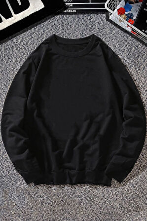 Uyguntarz Unisex Butterfly Baskılı Bisiklet Yaka Sweatshirt