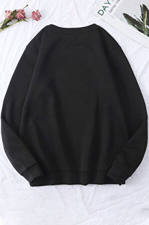 Uyguntarz Unisex Astronaut Rides Baskılı Bisiklet Yaka Sweatshirt