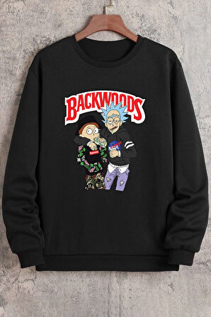 Uyguntarz Unisex Backwoods Baskılı Bisiklet Yaka Sweatshirt