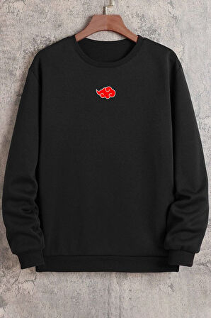 Uyguntarz Unisex Ninja Akatsuki Bisiklet Yaka Sweatshirt