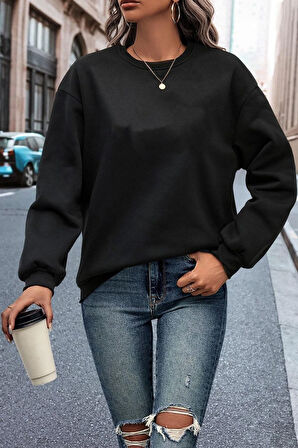 Uyguntarz Unisex Butterfly & Letter Graphic Baskılı Bisiklet Yaka Sweatshirt