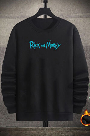 Unisex Rick and Morty Baskılı Bisiklet Yaka Sweatshirt