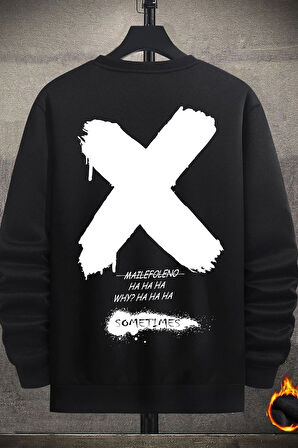 Unisex Sometimes X Baskılı Bisiklet Yaka Sweatshirt