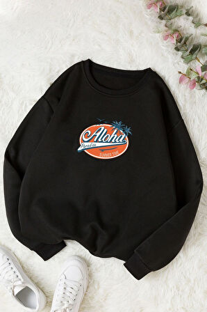 Unisex Aloha Bisiklet Yaka Sweatshirt