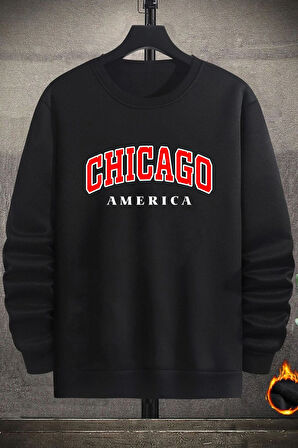 Uyguntarz Unisex Chiago Bisiklet Yaka Sweatshirt