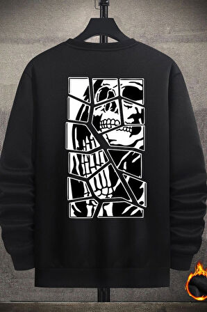 Uyguntarz Unisex Skullcracked Bisiklet Yaka Sweatshirt