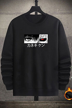 Uyguntarz Unisex Ken Kaneki Bisiklet Yaka Sweatshirt