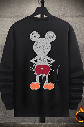 Uyguntarz Unisex Mause Bisiklet Yaka Sweatshirt
