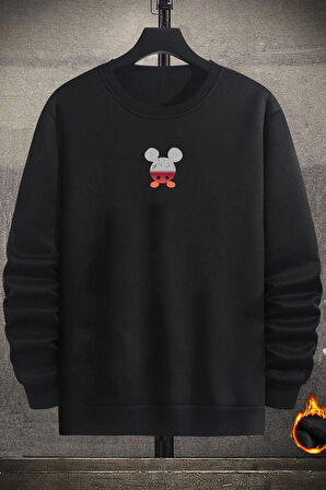 Uyguntarz Unisex Mause Bisiklet Yaka Sweatshirt