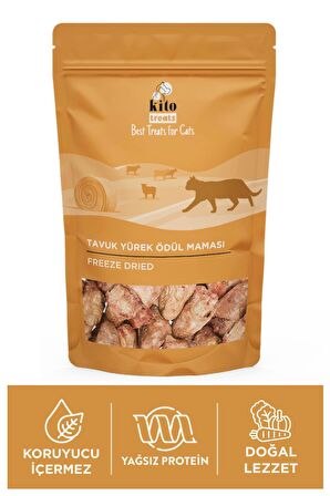 Kito Freeze Dried Tavuk Yürek Ödül Maması Kediler İçin 