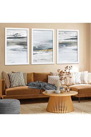 GOLD AYNALI PLEKSİ ÇERÇEVELİ SULUBOYA TARZINDA MİNİMAL ŞEKİLLER TABLOSU