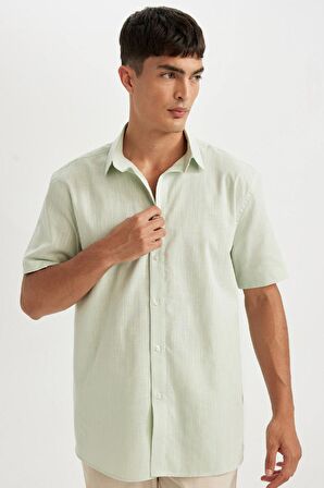 DeFacto %100 Pamuk Regular Fit Yazlık Polo Yaka Basic Düz Kısa Kollu Gömlek D1057AX24AUTR284
