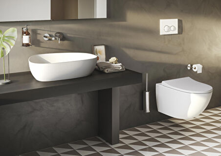 VitrA Outline 5991B401-0016 Asimetrik Lavabo, VitrA Clean, 56 cm, Mat Beyaz