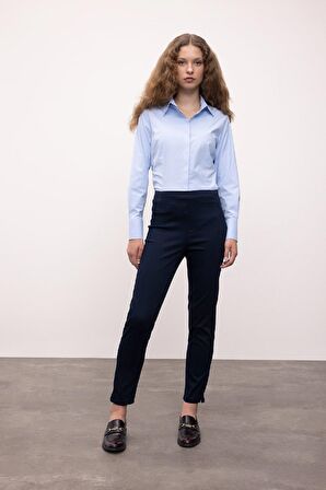 DeFacto Fitted Basic Düz Düğmeli Bengalin Dokuma Uzun Kollu Gömlek Y4651AZ24AUBE366