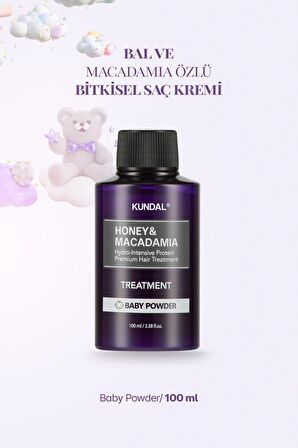 Protein Destekli Besleyici Saç Kremi Kundal Honey&Macadamia Protein Treatment 100ml (Baby Powder)