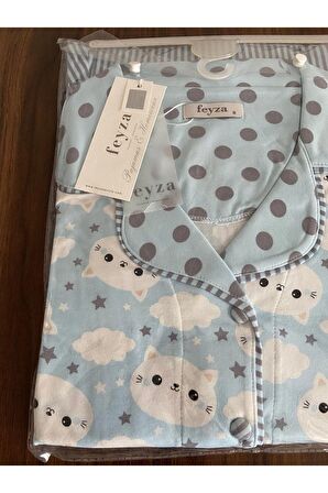 Mavi Gömlek Yaka Kısa Kollu Pijama Takımı