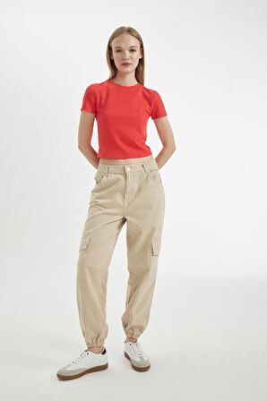 DeFacto Coool Jogger Pantolon Gabardin KumaşNormal Bel Basic Düz Kargo Cepli B0454AX24AUBG737