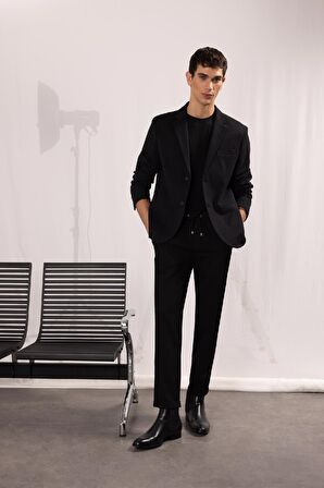 DeFacto Gabardin Jogger Pantolon Duble Paça Beli Lastikli Cepli Y2651AZ24AUBK27