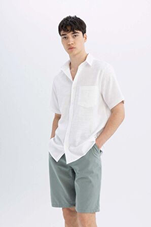 DeFacto Regular Fit Düz Paça Gabardin Bermuda Şort C5397AX24SMGN1129