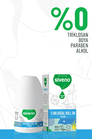 Siveno %100 Doğal Roll-on Teen Blue Genç Erkek Deodorant Ter Kokusu Önleyici Bitkisel Lekesiz Vegan 50 ml