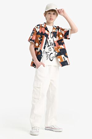 DeFacto Erkek Çocuk Wide Leg Standart Paça Gabardin Pantolon E1586A825SMER77