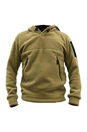 Genius Store Erkek Polar Outdoor Kapşonlu Kombat Tactical Cepli Polar