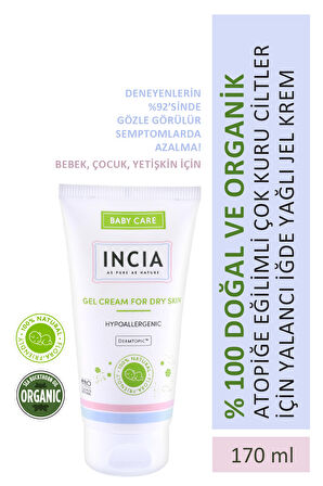 INCIA %100 Doğal Atopiğe Eğilimli Ciltler İçin Jel Krem Çok Kuru Ciltler İçin Yalancı İğde Yağı 170 ml