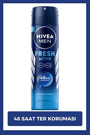 Nivea MEN Erkek Deep Dimension Duş Jeli 500ml ve Sprey Deodorant Fresh Active150ml, Damat Bohça Çeyiz Seti