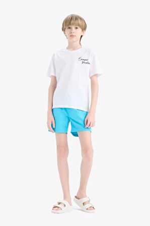 DeFacto Erkek Çocuk Bisiklet Yaka Baskılı Kısa Kollu Tişört E3740A825SMWT36