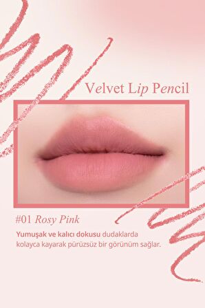 Kremsi Formüle Sahip Dudak Kalemi ve Kalemtıraş Seti Clio Velvet Lip Pencil Set (01 Rosy Pink)