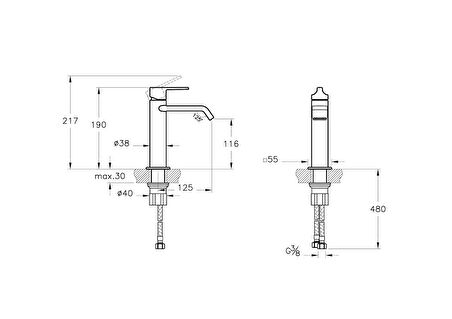 VitrA Suit A4281674 Lavabo Bataryası, Soft Altın