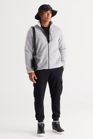 Erkek Siyah Standart Fit Normal Kesim Pamuklu Kargo Cepli Jogger Eşofman Altı