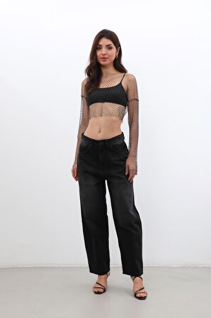 Kadın Yüksek Bel Skater Fit Jean Pantolon