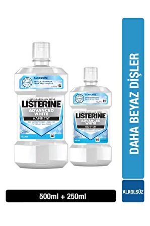 Listerine Advanced White Hafif Tat Ağız Bakım Suyu 500+250 ml & Bardak Hediyeli
