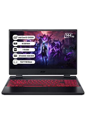 Acer Nitro 5 NH.QFJEY.009-16 Intel Core i5-12450H 16GB 1TB SSD RTX3050-4GB FreeDos 15.6" 144Hz Taşınabilir Bilgisayar 