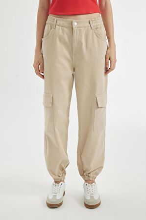DeFacto Coool Jogger Pantolon Gabardin KumaşNormal Bel Basic Düz Kargo Cepli B0454AX24AUBG737