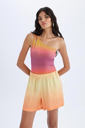 DeFacto Yüksek Bel Kısa Paça Saten Şort C9289AX24SMYL302