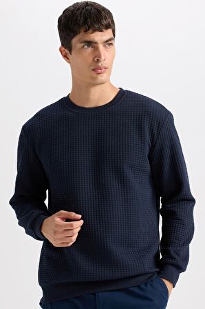 DeFacto Regular Fit Bisiklet Yaka Jakarlı Sweatshirt D5392AX24AUNV135