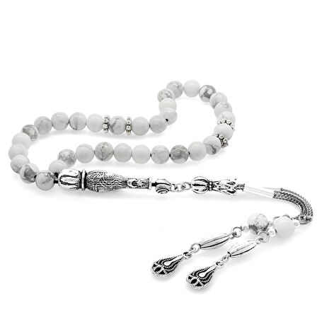 Kararmaz Metal Su Damlası Püsküllü Küre Kesim Havlit Doğaltaş Tesbih