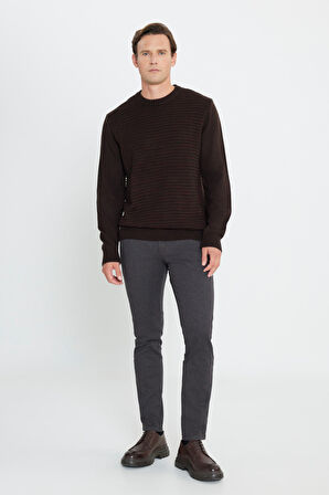 Altınyıldız Classics Bisiklet Yaka Standart Kahve Melanj Erkek Kazak 4A4924100054