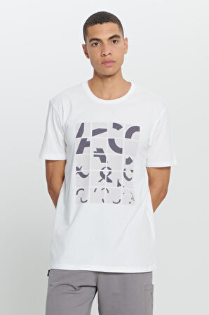 Standart Fit Normal Kesim %100 Pamuk Baskılı Bisiklet Yaka Tişört