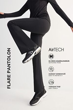 DeFactoFit Flare Fit Beli Saran İspanyol Paça Standart Boy Sporcu Eşofman Altı C9192AX25SPBK81