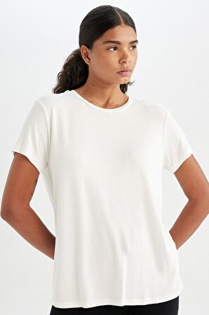 DeFactoFit Standart Fit Bisiklet Yaka Sporcu Basic Düz Kısa Kollu Tişört D1904AX24AUER105