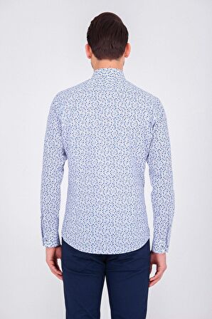 Gri Baskılı Slim Fit Gömlek | XS