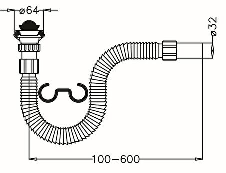 Japar 1 1 /4" Körüklü 32'lik Çıkışlı Lavabo Evye Mutfak Sifonu 50603