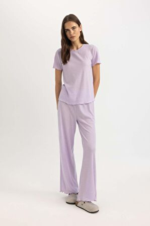 DeFacto Regular Fit Bisiklet Yaka Kısa Kollu Pijama Üstü-Fall in Love B6701AX24SPPR77